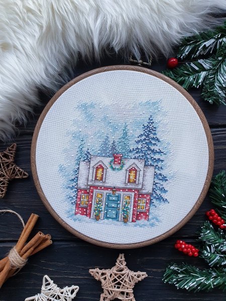 Зимний домик, авторская схема для вышивки