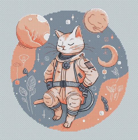 Космический кот: Зефир, схема для вышивки крестом