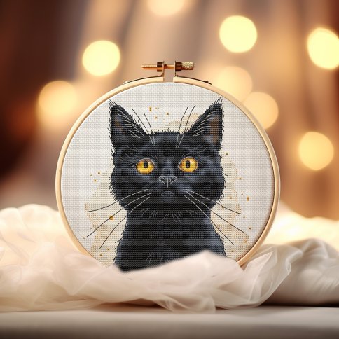 Черный кот, схема для вышивки крестиком