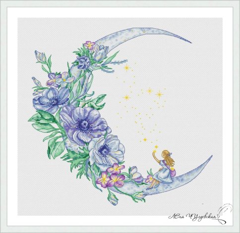 Фея цветочной луны, схема для вышивки