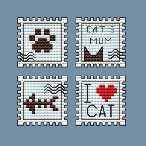 I love cat, схема для вышивания крестиком