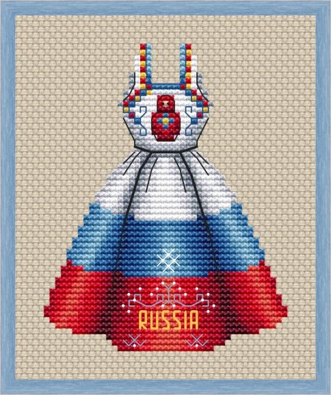 Платье-Россия, схема для вышивания
