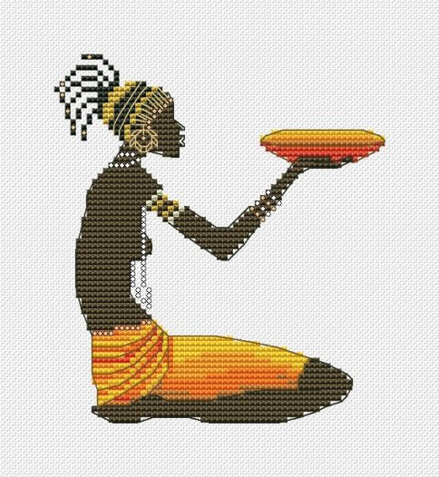 Африканская девушка 2, схема для вышивки