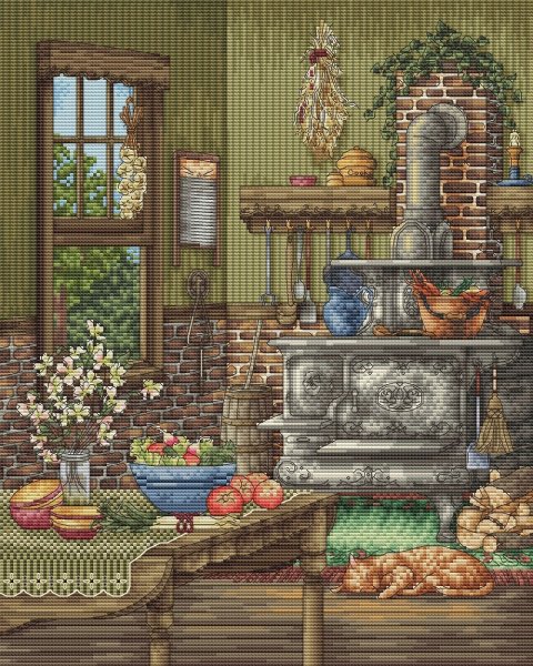 Бабушкина кухня, схема для вышивания крестиком