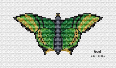 Бабочка Зеленая расписная, схема для вышивки