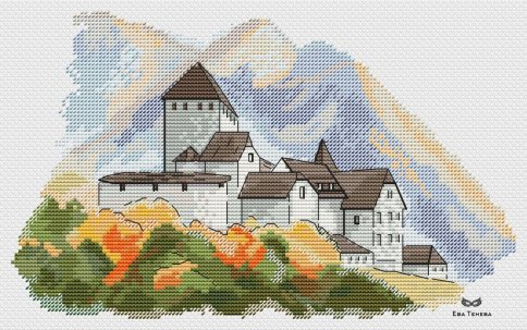 Осенний замок 3, схема для вышивания крестом