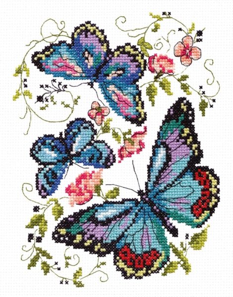 Синие бабочки, набор для вышивания, Чудесная игла