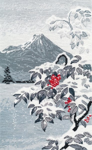 Зимний пейзаж с рябиной, набор для вышивания