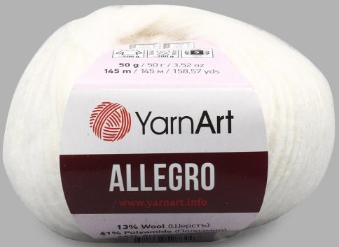 Пряжа YarnArt Allegro, 13% шерсть, 41% полиамид, 46% акрил, 50гр/145м