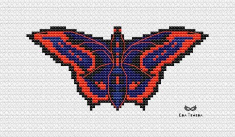 Бабочка Яркая, схема для вышивки
