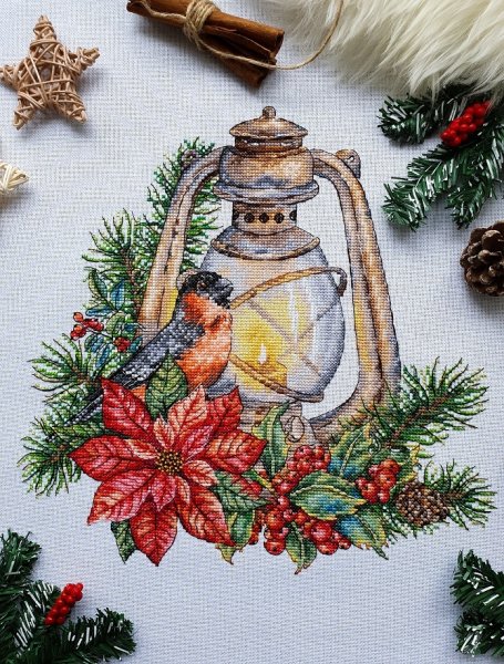 Рождественский фонарь, схема для вышивания