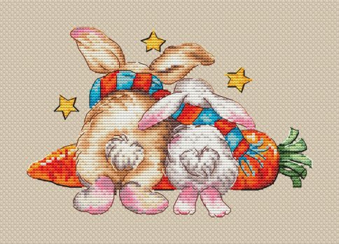 Сэмплер с кроликами 3, схема для вышивания