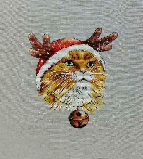 Санта-кот, схема для вышивки