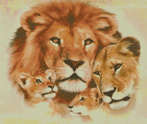 Семья львов, схема для вышивания