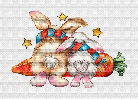 Сэмплер с кроликами 3, схема для вышивания