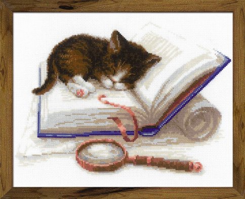 Котёнок на книжке, набор для вышивания