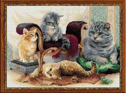 Кошачье семейство, набор для вышивания