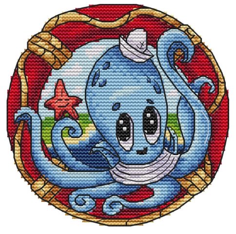 Морячок осьминог, схема для вышивания