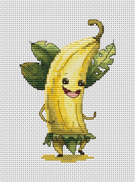 Танцующий банан, схема для вышивки крестиком