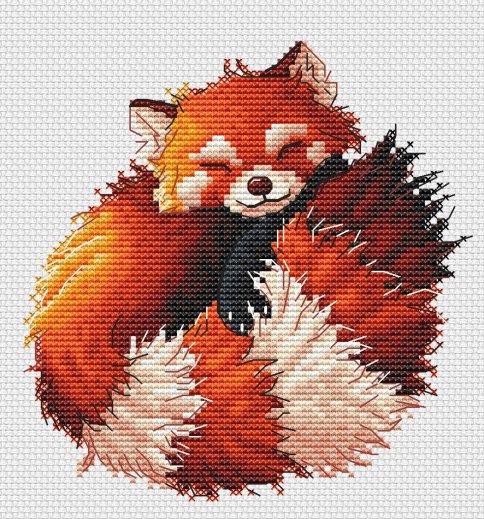 Красная панда, авторская схема для вышивки