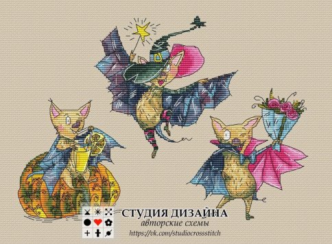 Буклет "Веселые мышата", схема для вышивки