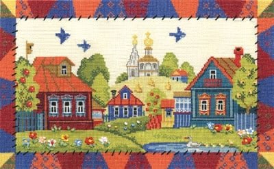 Деревня Лужайкино, набор для вышивания