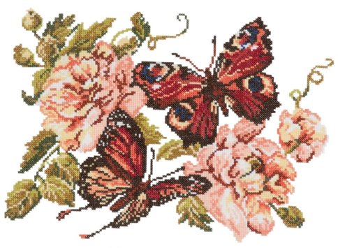 Пионы и бабочки, набор для вышивания