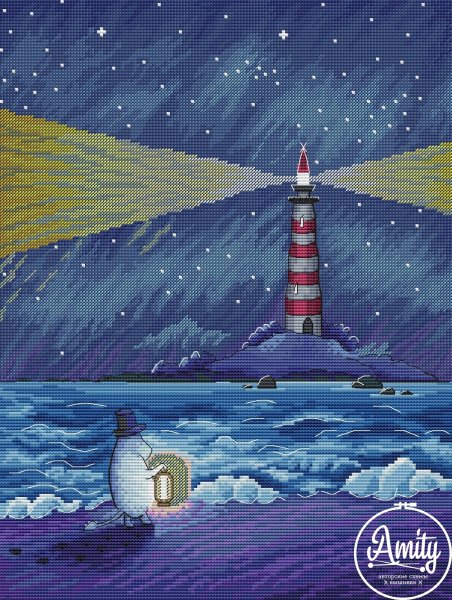 Путеводный маяк, авторская схема для вышивки крестиком