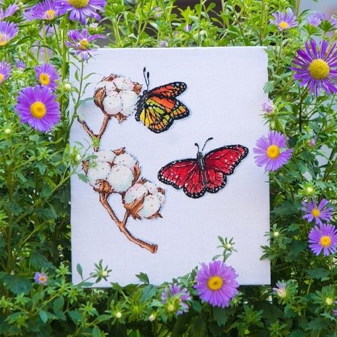 Хлопок с бабочками, схема для вышивки