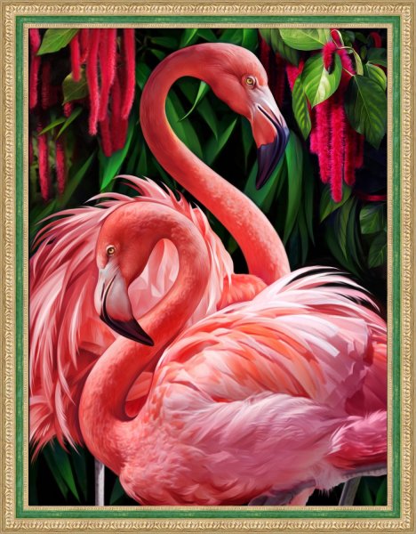 Пара фламинго, алмазная мозаика
