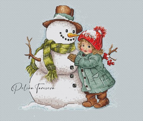 Снежный друг, схема для вышивания