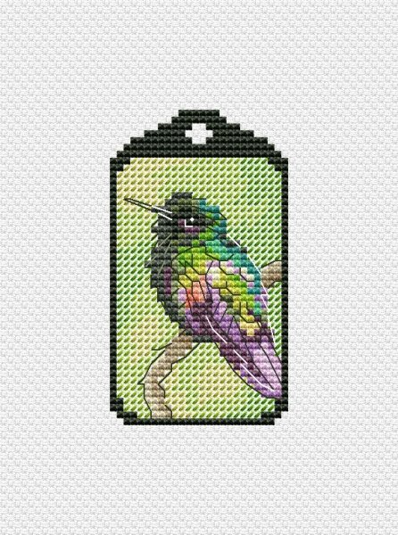 Брелок Огненногорлый колибри, схема для вышивания