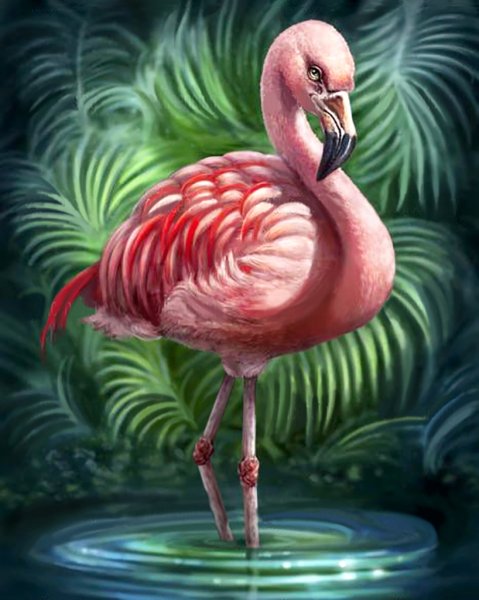 Тропический фламинго, алмазная мозаика