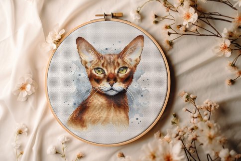 Абиссинская кошка, схема для вышивки крестиком