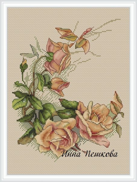 Винтажные розы, авторская схема для вышивки