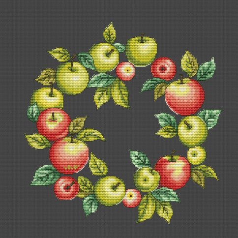 Яблочный венок, схема для вышивания крестиком