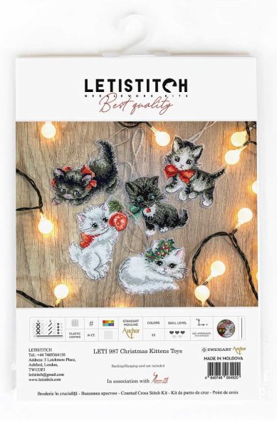 Набор рождественских котят, набор для вышивания