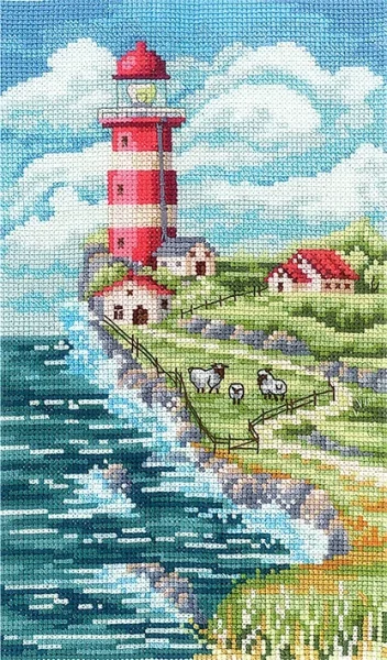Пейзаж с маяком, набор для вышивания