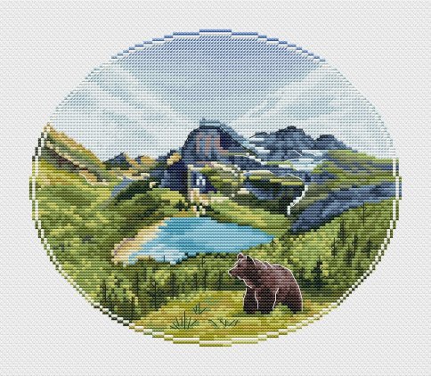 Дивные горы Медведь, схема для вышивки крестиком