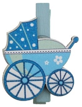Набор декоративных прищепок "Голубая коляска"