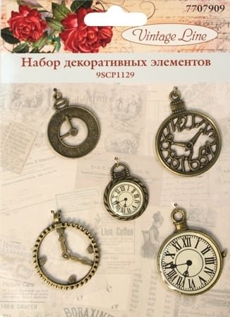Набор декоративных элементов "Часы", Vintage Line
