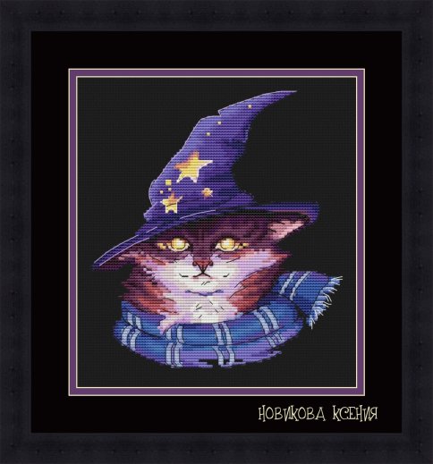Магический кот, схема для вышивки
