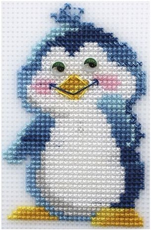 Пингвиненок на пластиковой канве, набор для вышивания