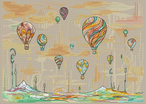 Воздушные шары, авторская схема для вышивки