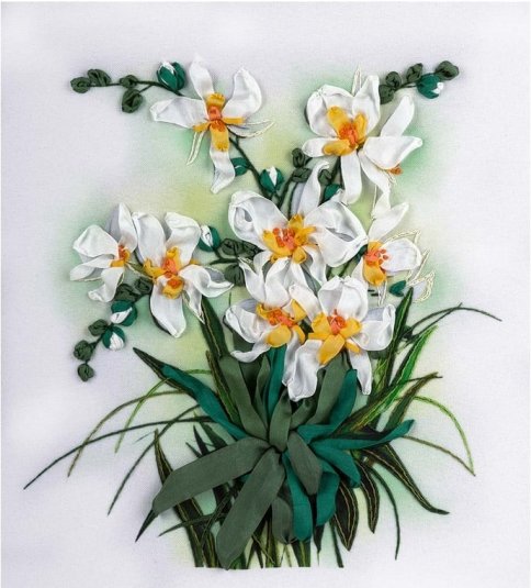 Белые орхидеи, набор для вышивания