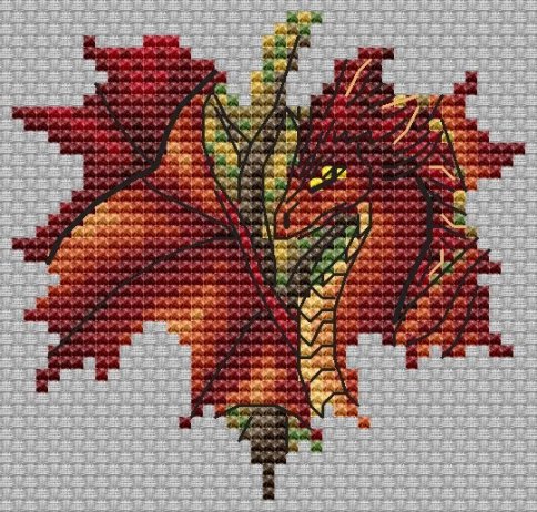 Красный дракон, схема для вышивки