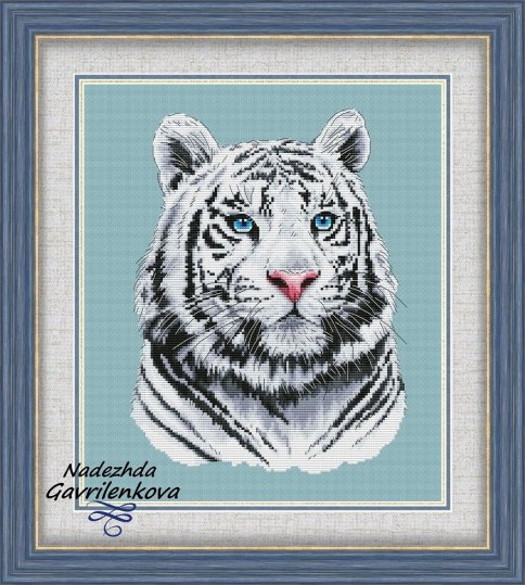 Белый тигр, схема для вышивки