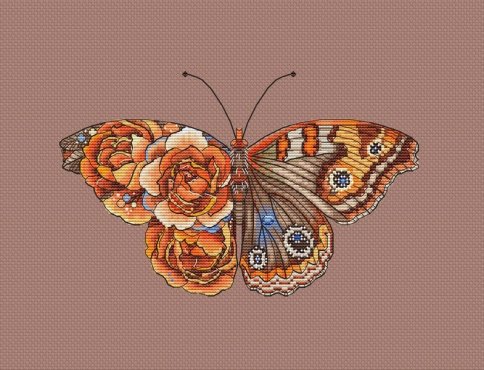 Янтарная бабочка, схема для вышивки крестом