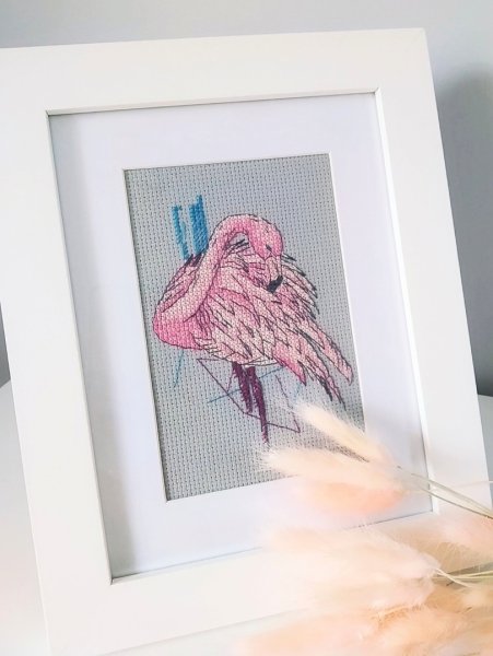 Фламинго, схема для вышивания