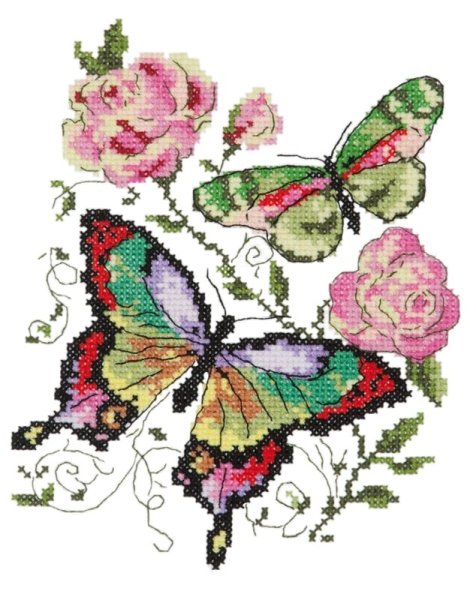 Бабочки и розы, набор для вышивания